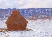 Claude Monet Grainstack in Overcast Weather,Snwo Effect oil painting on canvas
